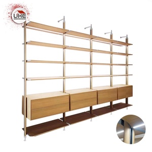 Mở treo tường bằng gỗ da Tủ sách với ngăn kéo cột cloakroom tủ quần áo tùy chỉnh cực hệ thống tủ quần áo - Product Image 1