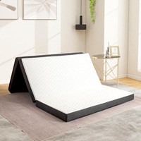 Matelas à trois volets de 4 pouces avec mousse à mémoire de forme Surmatelas pliable pour invités matelassé avec housse amovible