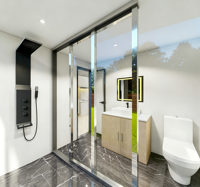 Modèle standard de maison préfabriquée modulaire à deux étages avec balcon pour usage hôtelier, design moderne, glamping, resort et villa.