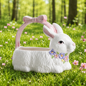 Porcelain Ceramic <strong>Bunny</strong> <strong>Easter</strong> <strong>Basket</strong> - Product Image 4