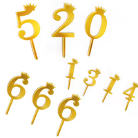 Pas cher 10pcs Pack Nouveau Numéro d'Or Joyeux Anniversaire Gâteau Topper Acrylique Numéro Gâteau Topper Dessert Table Gâteau Décoration
