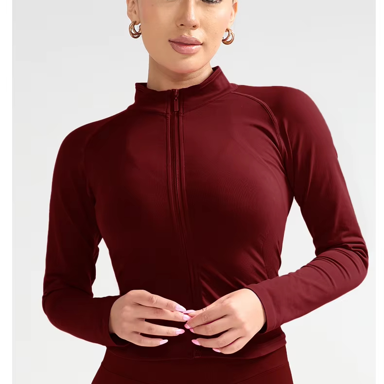 Women Slimming Zipper Gym Jacket Long Sleeve Yoga Tops Activewear Workout Seamless Sports Jackets