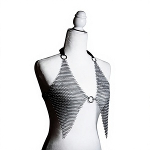 Armadura de Malla Metálica de Acero Inoxidable Plateado, Forma Irregular, Moda, Artesanía Metálica, Artículo Coleccionable - Product Image 1