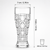 Fabrieksdirecte verkoop van 300ml diamantgeslepen bierglazen, dikwandig geperst glas, barartikelen, OEM logo's beschikbaar.