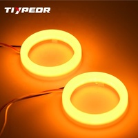 Logotipo LED TIYPEOR para HONDA, Ojos de Ángel LED de 60 mm, Luces de Motocicleta Circulares, Resistentes al Agua, Anillo de Luz Blanco/Amarillo, Retroiluminación con Logotipo