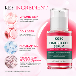 Sérum à spicules roses KOEC, vitamine B12, essence à <span class=keywords><strong>micro</strong></span>-aiguilles pour lisser, hydrater, éclaircir, réparation intensive de la peau - Product Image 4