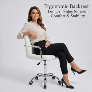Sedia <span class=keywords><strong>da</strong></span> Ufficio Girevole Moderna con Schienale Medio, Seduta Girevole a 360 Gradi, Altezza Regolabile, <span class=keywords><strong>Poltrona</strong></span> <span class=keywords><strong>in</strong></span> <span class=keywords><strong>Pelle</strong></span> PU - Product Image 2