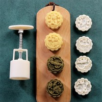6 Style Dekorations werkzeug Mid Autumn Festival DIY Hand druck Fondant Moon Kuchen form Runde/Quadrat Blume Mooncake Mould Set
