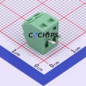 DG381S-3.5-02P-14-00A(H) Screw Terminal Block Through hole Component (THT),P=3.5mm Connector 1x2P 3.5mm Green Through Hole - Product Image 2