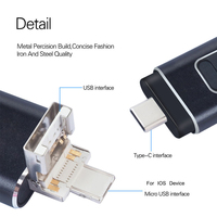 Unidad Flash USB3.2 Ultra Rápida de Cuatro Puertos OTG Tipo-C, Memoria Portátil de Metal, Pendrive de 32GB 64GB 128GB 256GB, Logotipo Personalizado OEM