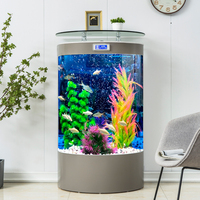 Aquarium Moderne Minimaliste Intelligent Semi-Circulaire pour Poissons Rouges, Bassin à Poissons en Verre de Taille Moyenne pour Salon