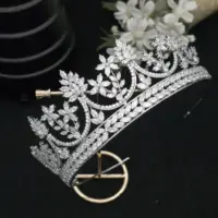 थोक बाल सामान दुल्हन शादी टोप राजकुमारी Hairband तमाशा महिलाओं के लिए जेड zirconia दुल्हन Tiaras