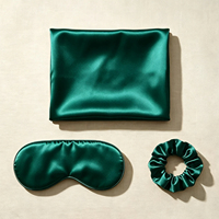Ensemble de luxe 3 pièces en soie personnalisé avec logo pour le sommeil, comprenant des masques pour les yeux, des taies d'oreiller et un chouchou – Cadeau de Noël