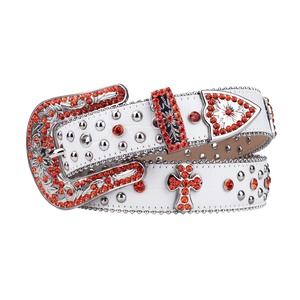 Cintura in pelle borchiata con rivetto con strass da uomo Western Punk per Jeans, regalo ideale per uomo donna - Product Image 3