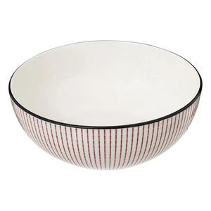 Ciotola per Insalata LUNIS, Diametro 22CM, BIANCO CON DECORAZIONE ROSSA - Product Image 1