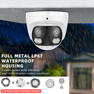 Caméra IP Turret PoE 4MP à double objectif panoramique 180° avec détection humaine IA, boîtier métallique intégral, compatible Hik pour extérieur - Product Image 2