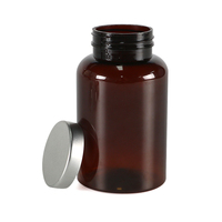 Sellado de tarros de pastillas vacías de 5oz, botellas de plástico ámbar de 150cc con tapa negra, botella de suplemento nutricional de 150ml
