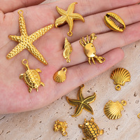 Accessoires de bijoux de plage en acier inoxydable plaqué or 18 carats, fabrication artisanale, vacances d'été, pendentif étoile de mer et coquillage, vente en gros