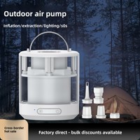 Pompe à air portable transfrontalière pour extérieur, adaptateur de valve en plastique, éclairage ambiant, fonction SOS, équipement multifonctionnel double usage pour l'extérieur