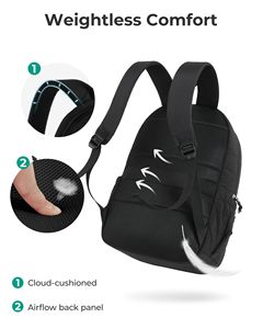 Mochila de Viaje Acolchada para Mujer, 55L, Mochila para Portátil Universitaria, Negra - Product Image 4