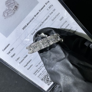 Bague Hiphop en or blanc sertie de diamants, plaquée rhodium, diamants de laboratoire taille baguette certifiés GIC, unisexe, pour usage quotidien - Product Image 2