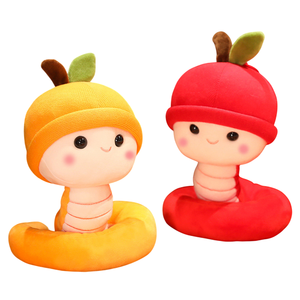 ตุ๊กตาหนอนผลไม้น่ารัก แอปเปิ้ล ส้ม หมวก แหวน หนอนตุ๊กตา 2 สี หลายขนาด ของขวัญตุ๊กตาหนอนนำโชค - Product Image 4