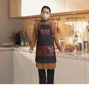 Nouvelle tablier <span class=keywords><strong>de</strong></span> <span class=keywords><strong>cuisine</strong></span> sans manches Niuweili Cowboy pour le nettoyage à domicile, unisexe, pour <span class=keywords><strong>chef</strong></span>, avec broderie et protection contre les taches - Product Image 6