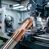 Fraise à queue sphérique en carbure HRC55 à 2 dents, longueur standard, revêtement en acier au tungstène, pour machines-outils CNC, vente en gros