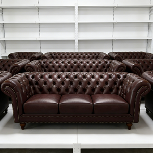 طقم أريكة تشيسترفيلد فاخر من الجلد الصناعي بمقعد واحد، أثاث للمكتب والمنزل - Product Image 2