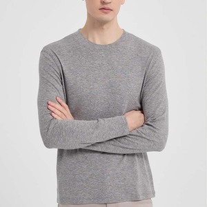 T-shirt à manches longues pour <span class=keywords><strong>homme</strong></span> en tissu mélangé laine et lyocell 220g, col rond, double couture, doux pour la peau, séchage rapide, t-shirt décontracté pour <span class=keywords><strong>homme</strong></span> - Product Image 5