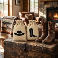 Sac à monnaie en toile de jute et denim style western américain, imprimé dollar, thème vintage, sac cadeau pour événement, avec cordon de serrage, personnalisable, vente en gros