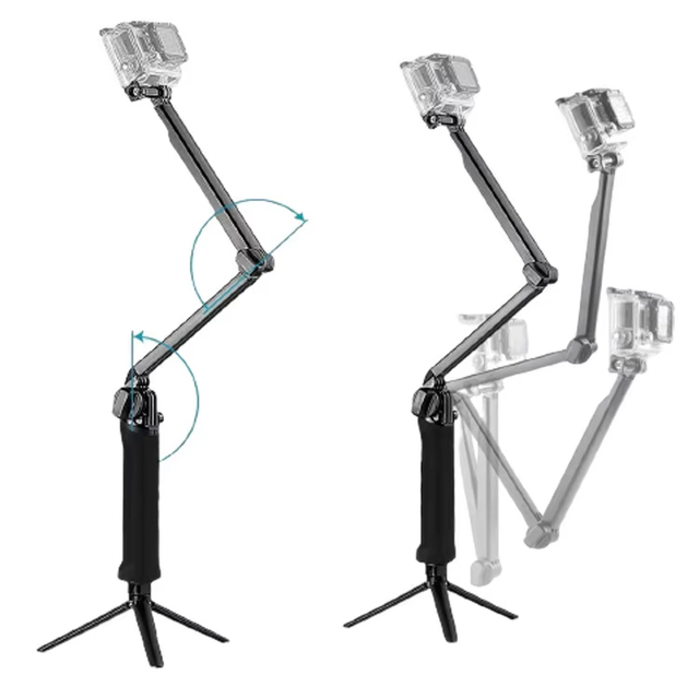 3-Fold Waterproof Selfie Stick 3 Way Stand Monopod Mini Tripod for Go-Pros In-sta 360 O-smo Action Camera Accessories