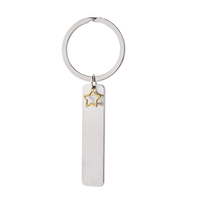 Porte-clés long en acier inoxydable Ywyougang avec breloque étoile, étiquette vierge personnalisable à graver, pour cadeau, vente en gros