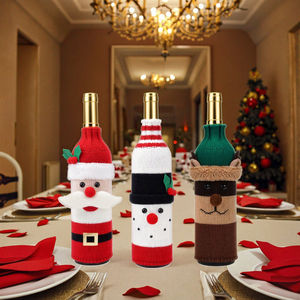 Santa Claus Muñeco de nieve Reno Elementos Cenas de Navidad adecuadas Reuniones familiares Christmasthemed Cubiertas para botellas de vino - Product Image 5