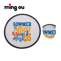Ventilateur pliable personnalisé avec logo, disques volants de graduation, sublimation, bord noir, avec pochette