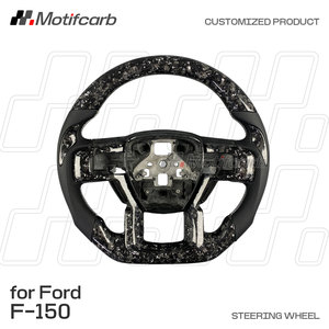 Volant en fibre de carbone forgée avec paillettes argentées personnalisées pour Ford F150 F250 F350 Raptor XLT 4x4 Shelby 2015-2023 - Amélioration de l'intérieur - Product Image 2