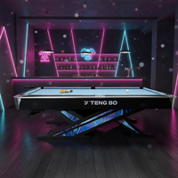 Professioneller 9-Fuß Turnier-Qualität Billardtisch mit Schieferplatte, Massivholzrahmen, Ledertaschen und RGB-LED-Beleuchtung für Heim- und Gewerbenutzung