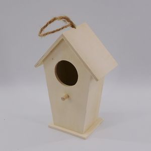 Diy Houten Vogelkooi Ornament Voor Kleine Dieren Opknoping Vogelhuis Kerstversiering Met Graffiti Nest Design - Product Image 6