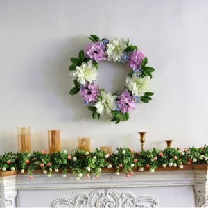 Guirnalda de Flores Artificiales de Hortensia y Dalia en Blanco y Morado Clásico, Decoración de Pared de Tela para Primavera, Verano, Hogar, Bodas y Fiestas - Product Image 3
