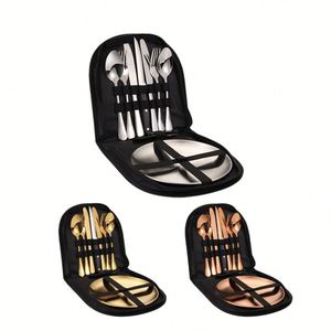 Ensemble de couverts en acier inoxydable 410, couteau, fourchette et cuillère en métal portables pour le camping en plein air et l'usage quotidien - Product Image 2