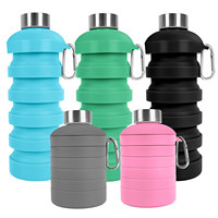 Vente chaude bouteille d'eau pliable en silicone sans BPA écologique étanche et potable directe pour le sport et la randonnée