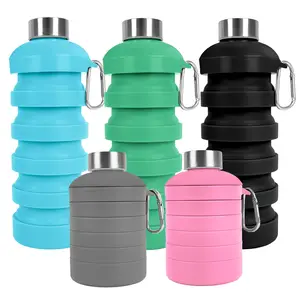 Hot Selling Eco Friendly Bpafree Silicone Foldable Sports Folding Leakproof Collapsible Water Bottle Hiking