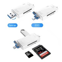 Lecteur de cartes OTG 6 en 1 pour téléphones Android, lecteur de cartes de caméra externe TF/SD avec interface USB Type-C Micro