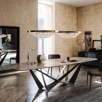 Table à manger moderne et minimaliste en pierre et fer, style italien, luxe léger, personnalisable, mobilier de maison