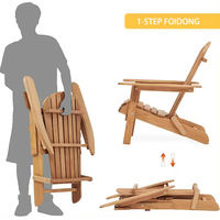 Chaise Adirondack en bois massif au design pastoral anti-corrosion, combinaison de chaises de détente pour la plage, la piscine et la sieste