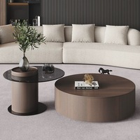 Modernes Luxuriöses Holz-Glas Rundes Couchtisch-Set Wohnzimmer Multifunktionale Heim-Schubladenmöbel Design Einzigartig Neuestes Modell
