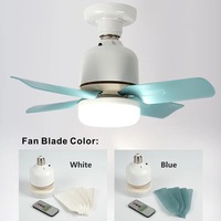 Ventilateur de plafond moderne avec éclairage, prise E27, télécommande, LED 14W, blanc, pour garage, cuisine, chambre