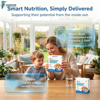 KingFisher Kids Omega 3 Visolie Mondstrips Dagelijkse Ondersteuning Hart- en Ooggezondheid 1000mg EPA DHA Draagbare Snel Oplossende Mondfilm