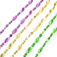 Vente en gros d'usine, collier couronne de carnaval personnalisé, festival de la Nouvelle-Orléans, fête, perles en résine plastique électroplaquées
