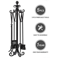 5 pièces ensemble d'outils de cheminée ensemble d'outils de bois de chauffage intérieur en fonte ensemble et support accessoires de cheminée extérieure ensemble outils de cheminée